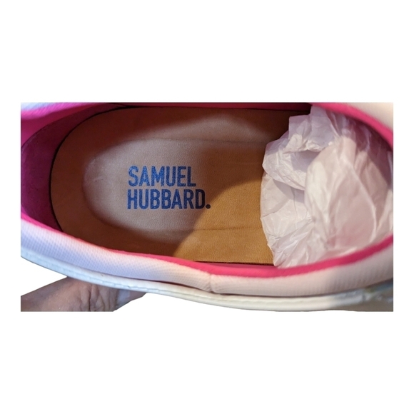 Samuel Hubbard Flight white with pink elastic lace leather sneakers, size 8,EUC - Picture 6 of 9